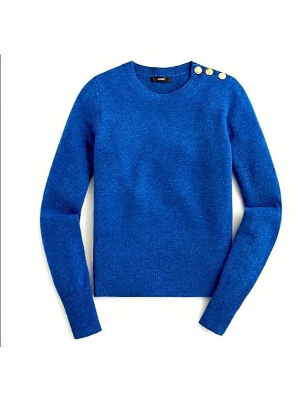 J. Crew Navy Merino Wool Alpaca Blend Crewneck Sweater with Shoulder Buttons